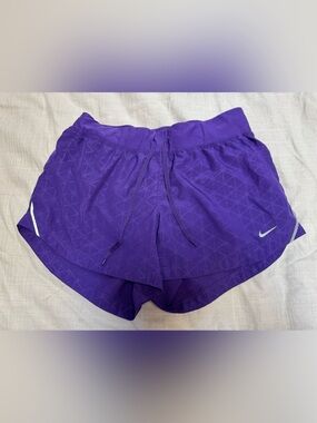 Nike Women's Purple Athletic Running Shorts with Reflective Swoosh